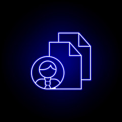 Files man line neon icon. Elements of Business illustration line icon. Signs and symbols can be used for web, logo, mobile app, UI, UX