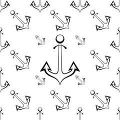 Anchor Icon Seamless Pattern, Flat