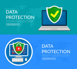 Data protection concept. Creative flat design concepts for web banners, websites, infographics. Vector illustration.