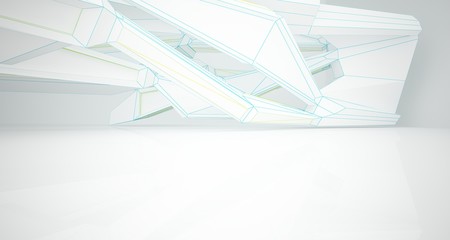 Abstract drawing white parametric interior. 3D illustration and rendering.