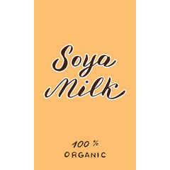 Soya milk package text logo. Trendy lettering font. Packaging, poster, banner design. Vector eps 10.