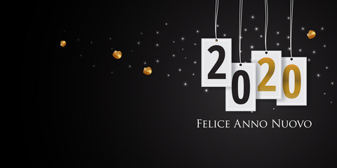 2020 New Year Italian greeting card (Felice Anno Nuovo 2020). Italian 2020 New Year Version. Italian 2020 Happy New Year background Version.