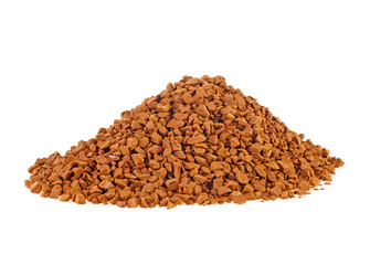 Pile of instant coffee grains isolated on white background