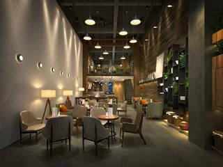 Rolgordijnen 3d render of restaurant cafe © murattellioglu
