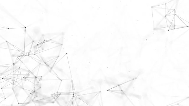 Abstract line lighting frame structure pattern wireframe polygon futuristic bokeh, digital data technology concept design. Business Presentation Seamless Loop 4K Background.