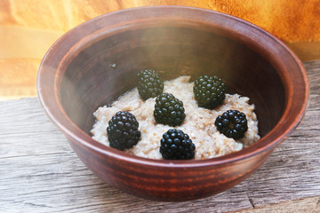 Blackberry oatmeal. Candid.