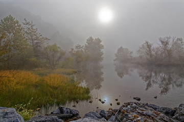 Foggy Fall morning on the Juniata river