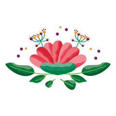 Isolated flower with leaves ornament design