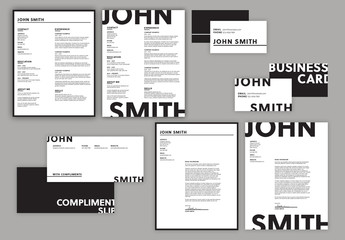 Black and White Resume Layout Set with Bold Typography
