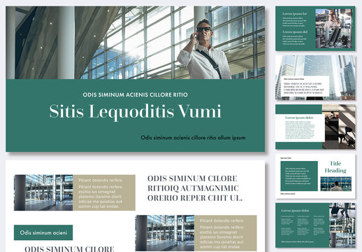 Green Corporate Presentation Layout with Beige Accents