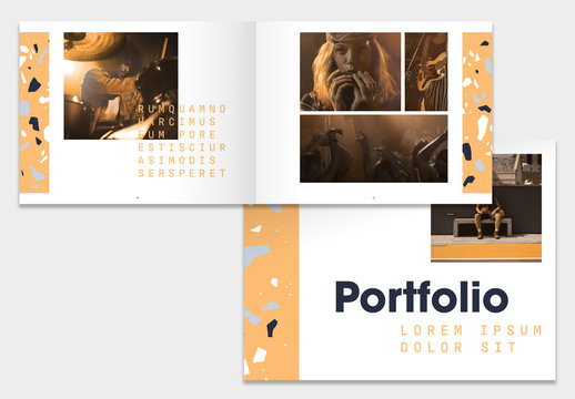 Portfolio Layout with Terrazzo Pattern Elements