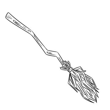 Black outline vector broom on white background  Stock Illustration  76995349  PIXTA