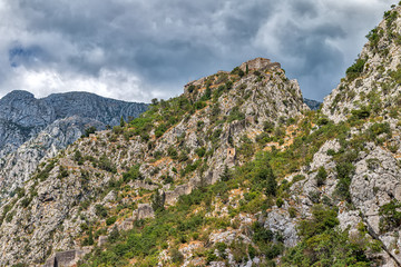 Fototapeta premium Old fortress on the mountain. Kotor, Montenegro