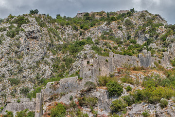 Old fortress on the mountain. Kotor, Montenegro