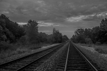 Fototapeta na wymiar railway tracks in sunset