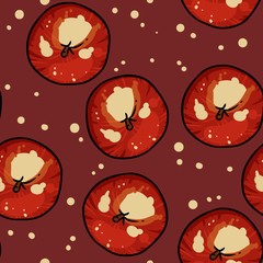 Apples victorian colors seamless pattern. Cute cartoon style background texture tile