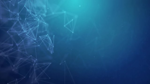 Abstract Plexus Geometrical Shapes. Connection And Web Concept. Digital Communication And Technology Network Moving Lines And Dots. Seamless Loop 4K Animation Background