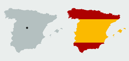 Contour of Spain in grey and in flag colors