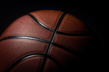 Closeup detail of basketball ball texture background