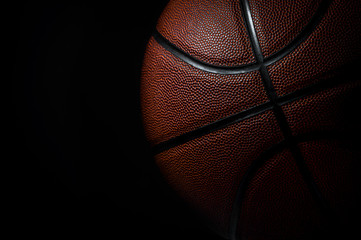 Closeup detail of basketball ball texture background