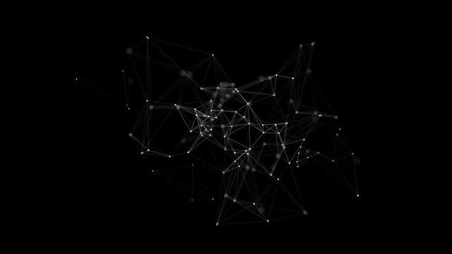 Abstract Digital, Communication And Technology Network Connections low poly waving Plexus. Green Screen Alpha Matte Loop Aniamtion Background