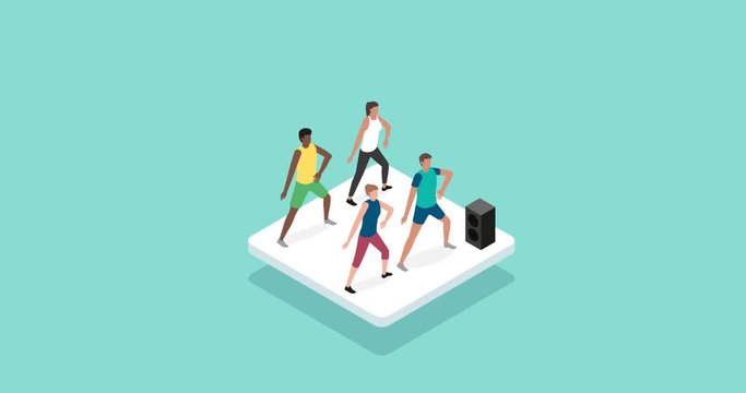 Fitness and sports icon: zumba dance and aerobics