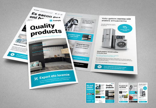 Tri-fold Brochure Layout in White and Cyan