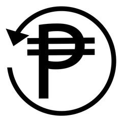 Refund sign.  CUBA PESO currency. Circle arrow sign.