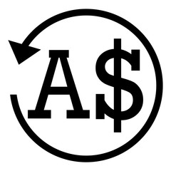 Refund sign. AUSTRALIA DOLLAR currency. Circle arrow sign.