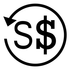 Refund sign. SINGAPORE DOLLAR currency. Circle arrow sign.