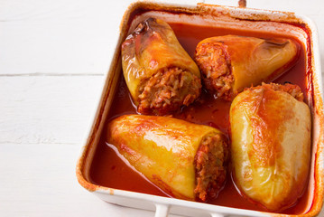 Baked stuffed peppers.