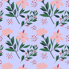 Seamless floral pattern. Modern pattern with flowers for textile, wrapping paper or background. Flat vector illustration.