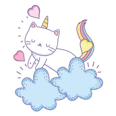 Unicorn cat cartoon vector design