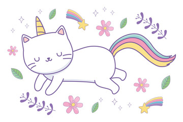 Unicorn cat cartoon vector design