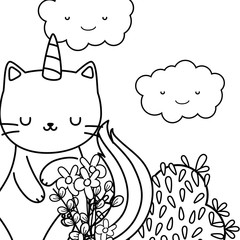 Unicorn cat cartoon vector design