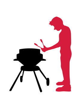 bbq grill zange grillen essen hunger sch&uuml;rze grillmeister fleisch camping spa&szlig; hobby liebe clipart