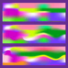 Obraz premium Abstract fluid 3d shapes trendy liquid colors banners set. Graphic mountain composition illustration. Modern template for brochure, leaflet, flyer, cover, catalog in square size.