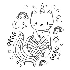 Unicorn cat cartoon vector design