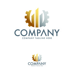 Construction Gear Logo Design Template