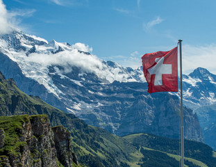 Swiss Flags in the Alps