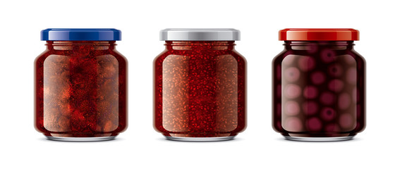 Set of Glass Jar with Jam 