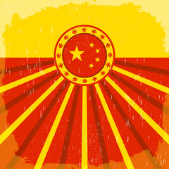 China vintage card flag colors, vector  Chinese holiday decoration.