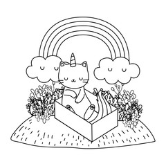 Unicorn cat cartoon vector design