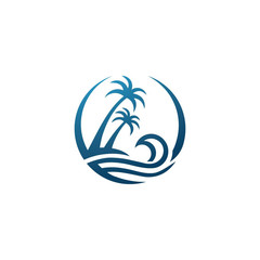 Fototapeta na wymiar creative tree coconut and landscape logo template