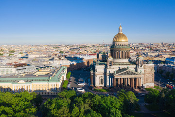 Saint Petersburg. Saint Isaac's Cathedral. Museums of Petersburg. St. Isaac's Square. Summer in St. Petersburg. St. Aerial view frome drone. Russia