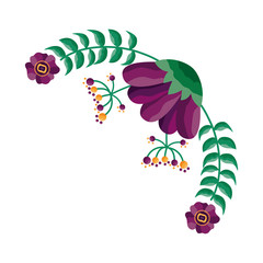 Isolated flower with leaves ornament design