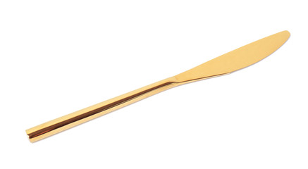 Stylish clean gold knife on white background
