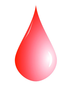 Blood drop, drop of red blood vector illustration isolated on white background
