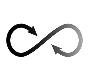 infinity loop symbol with arrow. Cycling motion icon