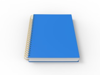 Blue notebook with golden spiral binding